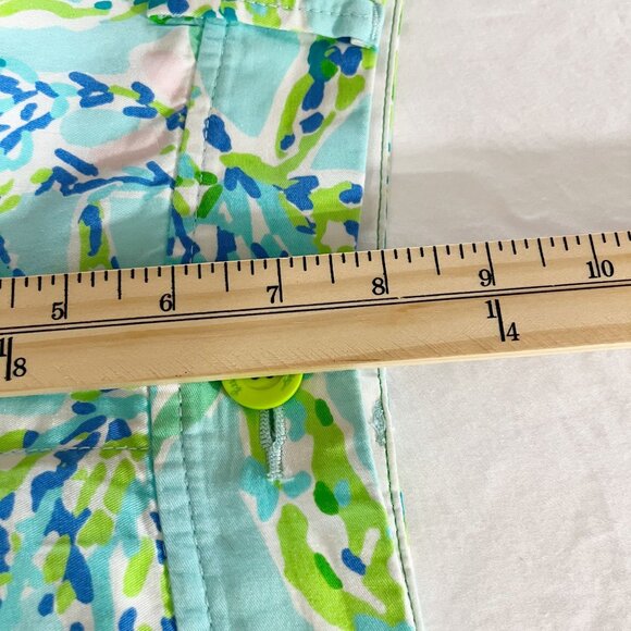 Lilly Pulitzer Callahan Shorts Blue Ocean Starfish Shells Chino - Size 2 - Picture 6 of 7